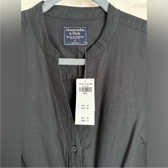 NWT New Abercrombie & Fitch Linen Blend Button Up Long Sleeve Cinch Waist Dress - Picture 2 of 16